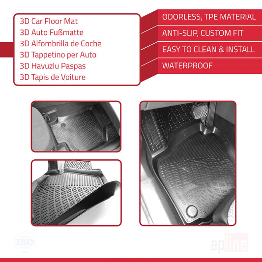 4D Rubbermatten Compatible met Skoda Superb 3 (3V) Pre-Facelift 2015-2019 Zwart