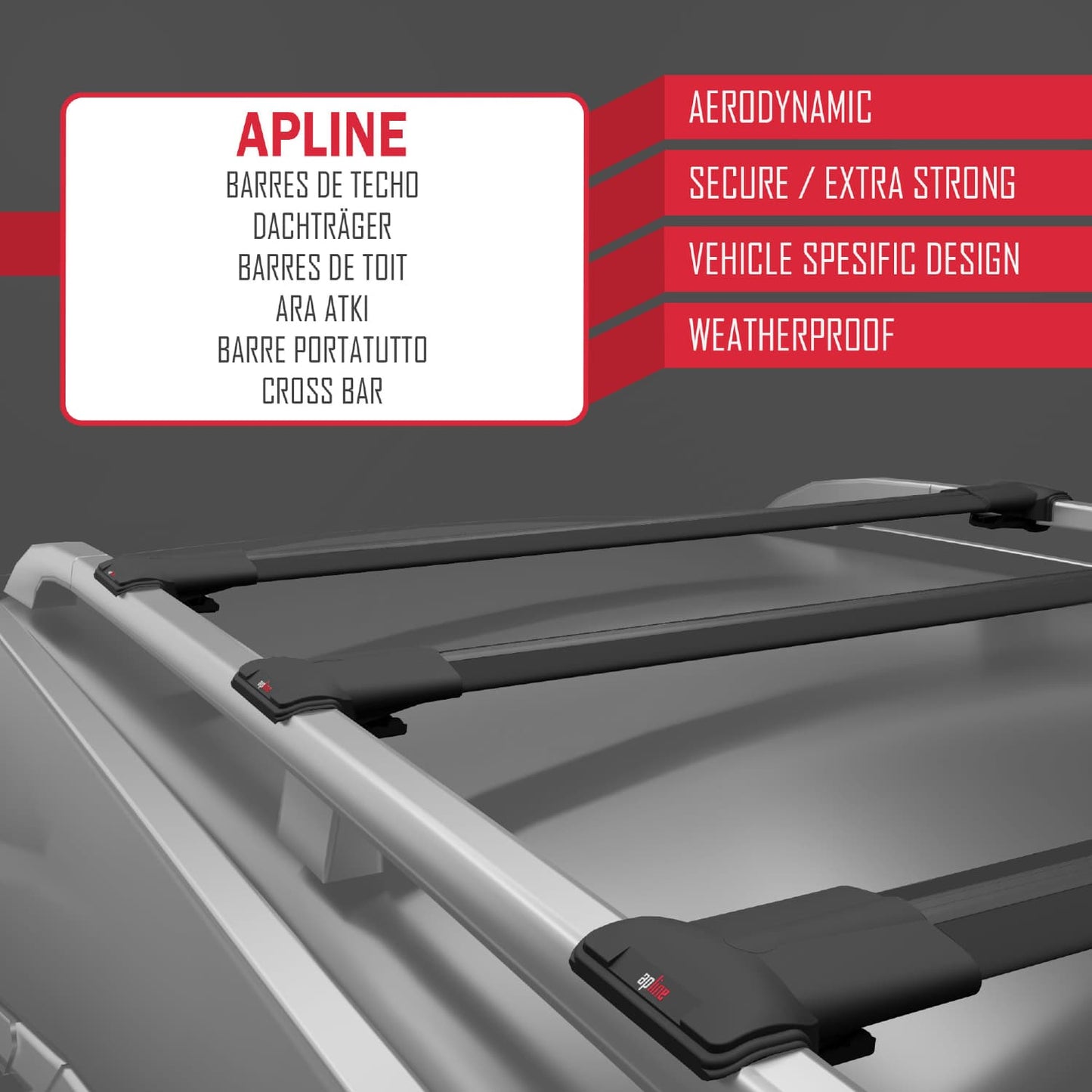 FLY Model Dakdrager bagagedrager compatibel met Jeep Cherokee 5 (KL) 2014-2023 Spoorstaven Zwart Aluminium 3 Staven