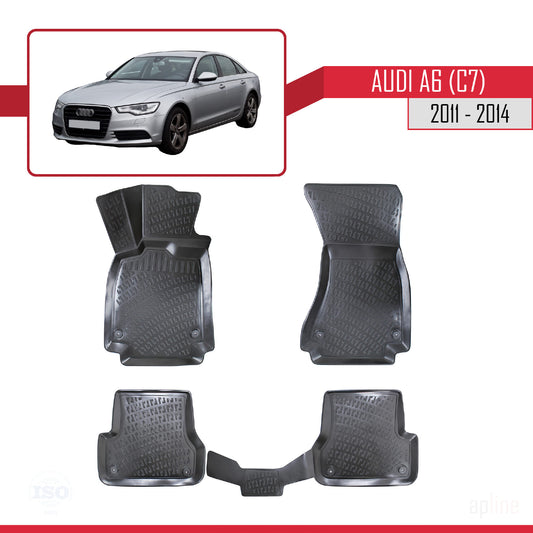 4D Rubbermatten Compatible met A6 (C7) 2011-2014 Zwart