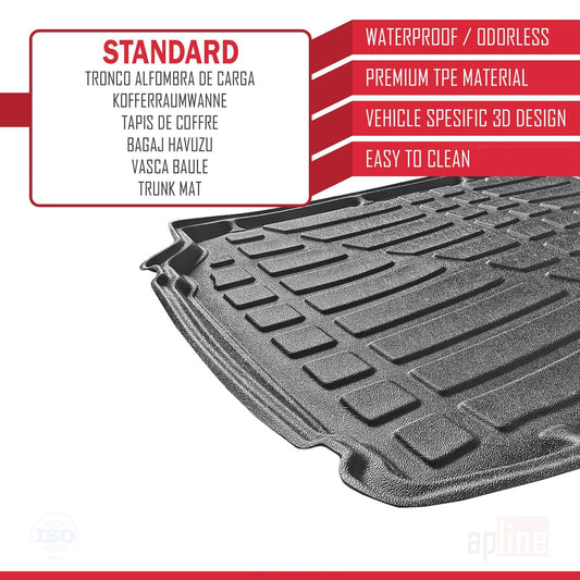 Flexibele Kofferbakmat Compatible met Ford Focus 3 (C346) SW Pre-Facelift 2011-2014 Achter Bagageruimte Zwart