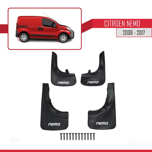 Spatborden Compatible met Citroen Nemo 3 (225) 2008-2017 Voertuig Voor Achter Set 4 Stukken Zwart