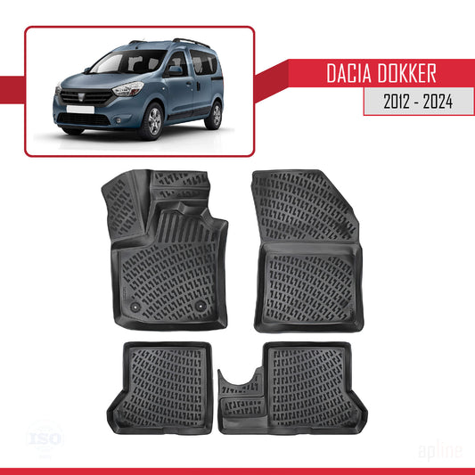 4D Rubbermatten Compatible met Dacia Dokker (K67) 2012-2024 Zwart