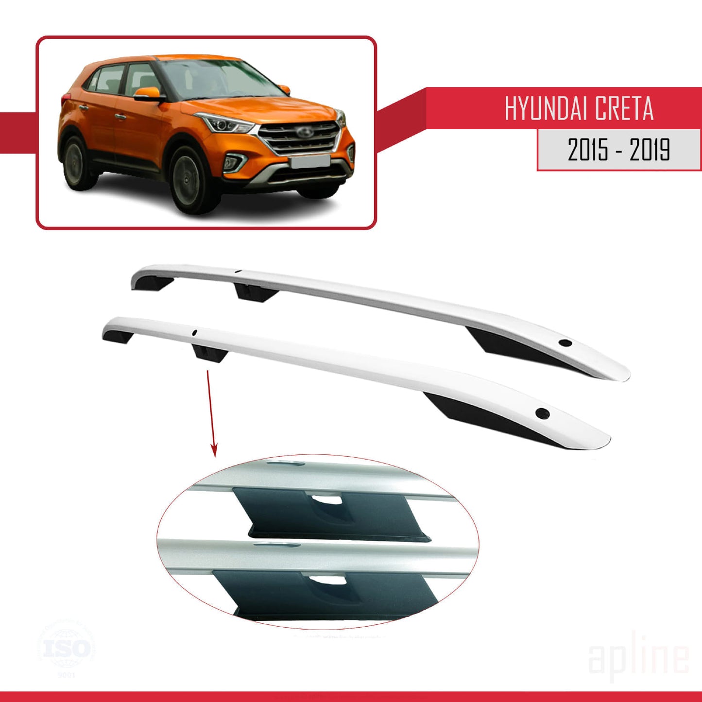 Compatible with Hyundai Creta 2015-2019 (Short Wheelbase L1/H1) Roof Rails Roof Rack Luggage Carrier (Adhesive Model) Grey