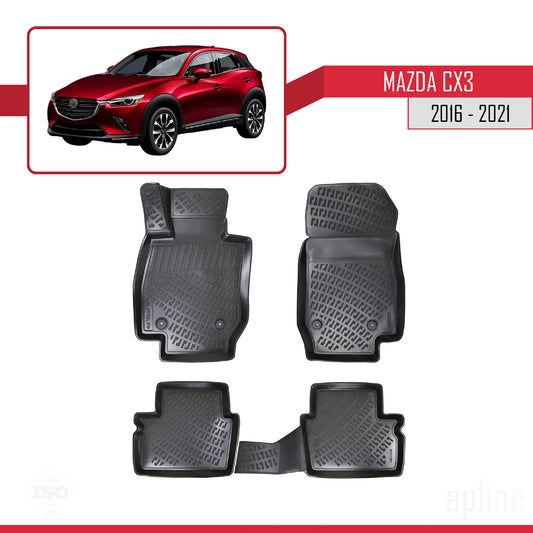 4D Rubbermatten Compatible met Mazda CX-3 (DK) 2016-2021 Zwart