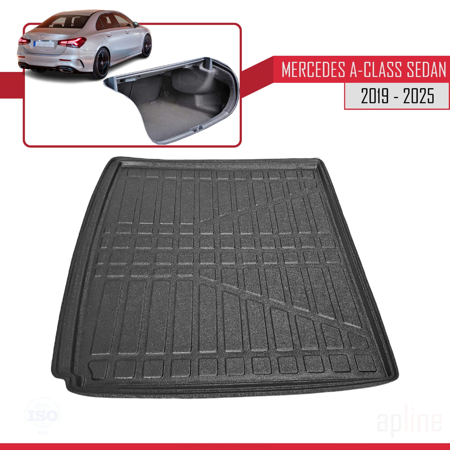 Compatible with Mercedes A Class 4 (W177) Sedan 2019-2025 Flexible Trunk Mats Cargo Liner Black