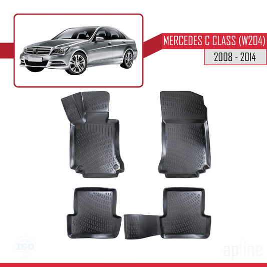 4D Rubbermatten Compatible met Mercedes C Klasse 3 (W204) 2008-2014 Zwart