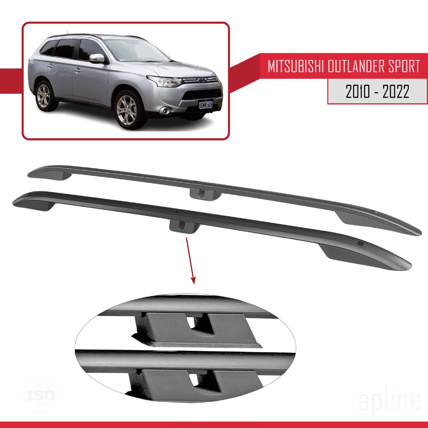Compatible with Mitsubishi Outlander Sport (GA) 2010-2022 (Short Wheelbase L1/H1) Roof Rails Roof Rack Luggage Carrier Black