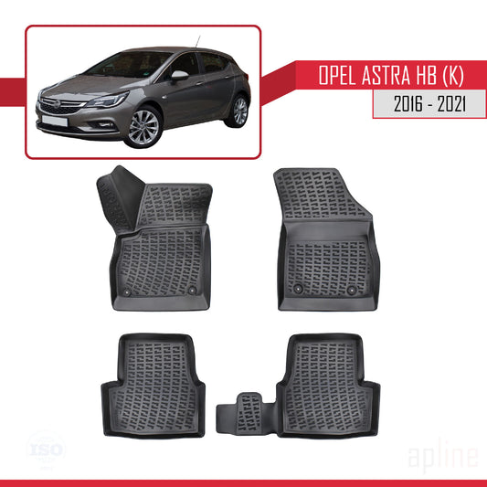 4D Rubbermatten Compatible met Opel Astra K (B15) 2016-2021 Zwart