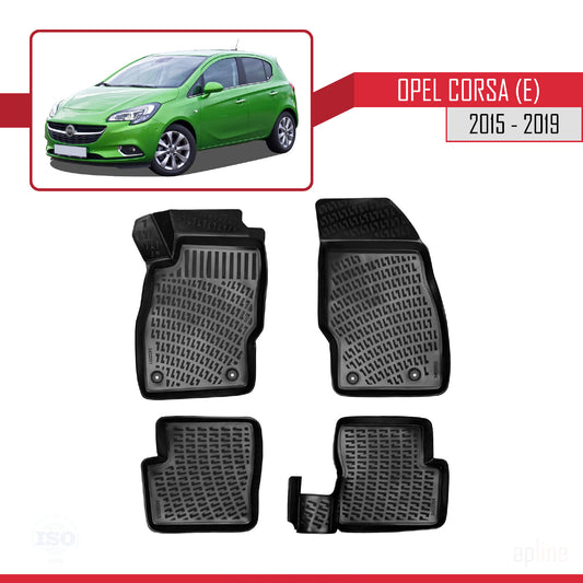 4D Rubbermatten Compatible met Opel Corsa E (X15) 2015-2019 Zwart