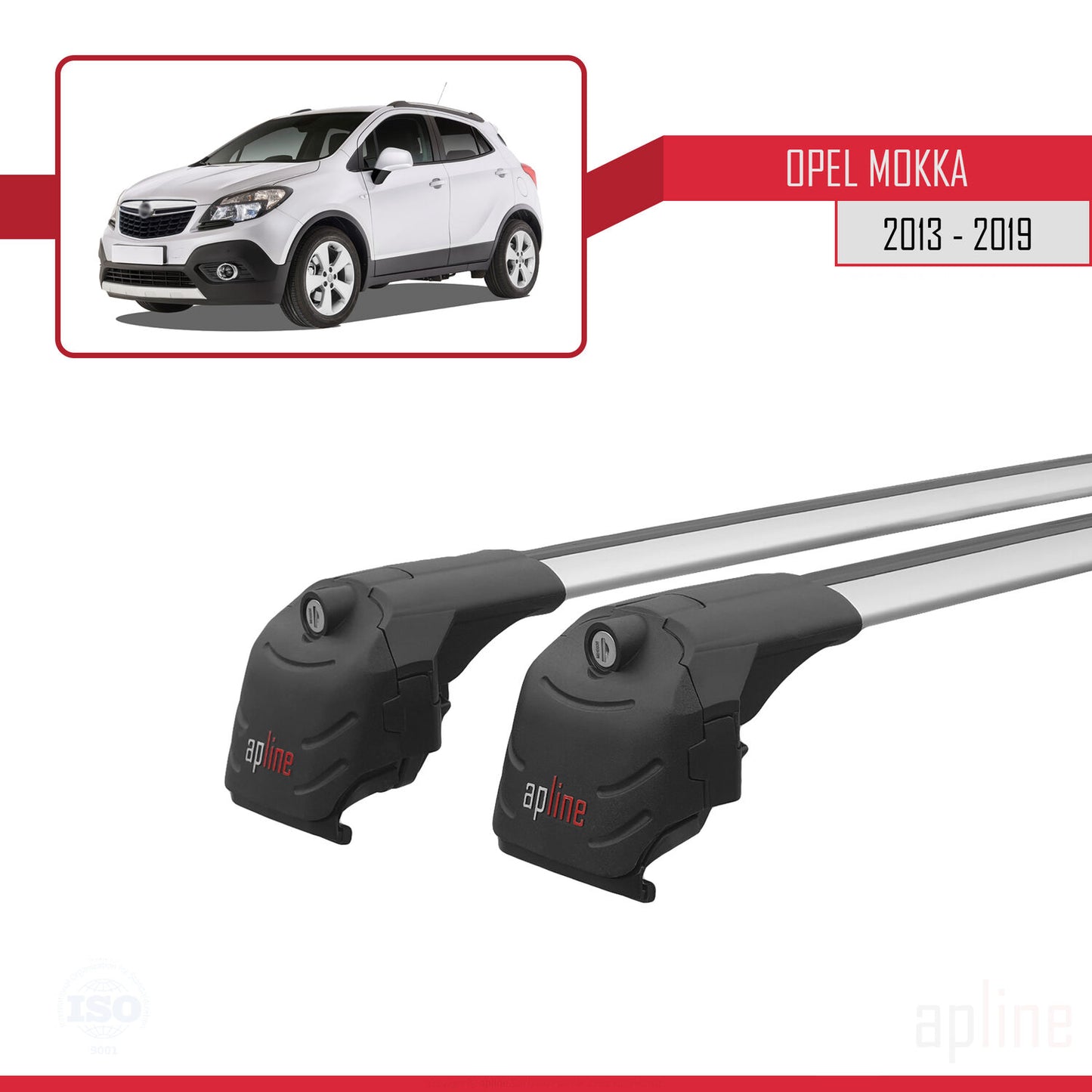 Compatible with Vauxhall Mokka A (J13) 2012-2016 ACE-2 Car Roof Rack Cross Bar Grey Aluminium 2 Bars
