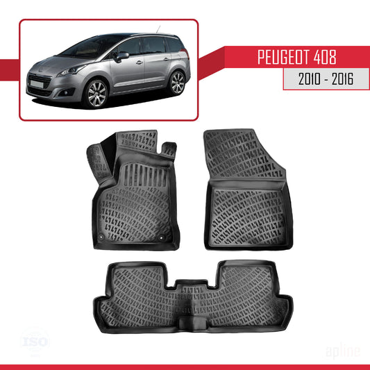 4D Rubbermatten Compatible met Peugeot 5008 (T8) 2010-2016 Zwart