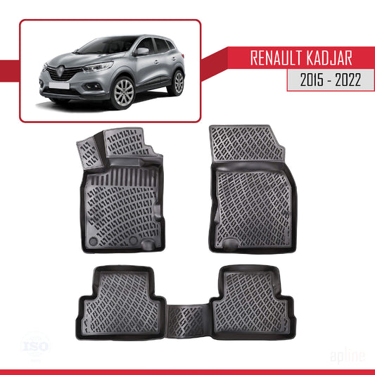 4D Rubbermatten Compatible met Renault Kadjar 2015-2022 Zwart