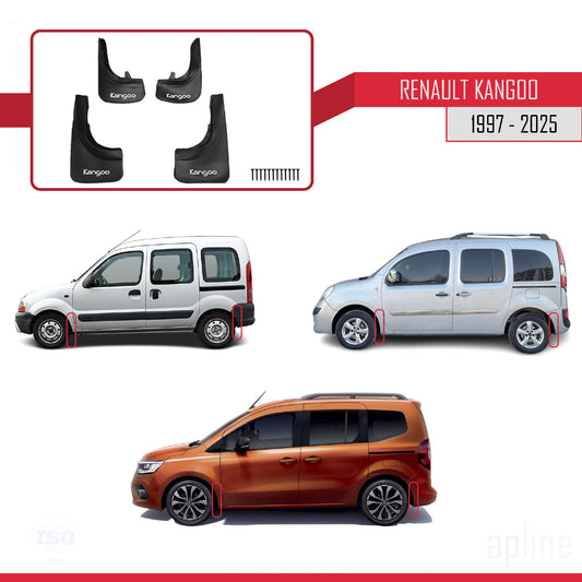 Spatborden Compatible met Renault Kangoo 1997-2025 Voertuig Voor Achter Set 4 Stukken Zwart
