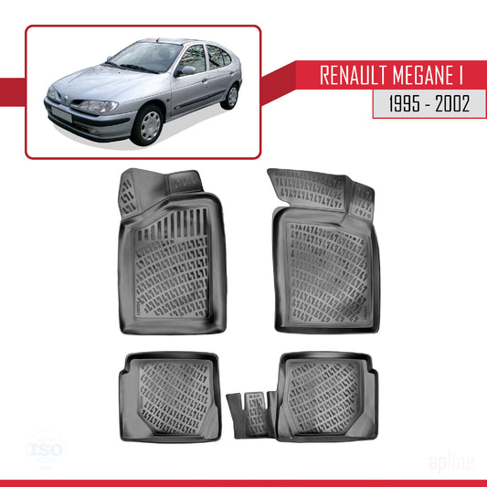 4D Rubbermatten Compatible met Renault Megane 1995-2001 Zwart