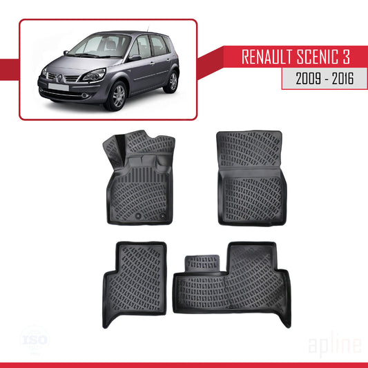 4D Rubbermatten Compatible met Renault Scenic 3 2009-2016 Zwart