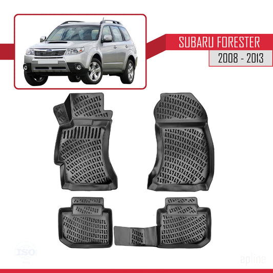 4D Rubbermatten Compatible met Subaru Forester 3 (SH) 2008-2013 Zwart