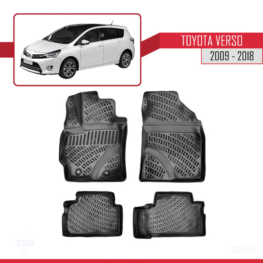 4D Rubbermatten Compatible met Toyota Verso (AR20) 2009-2018 Zwart