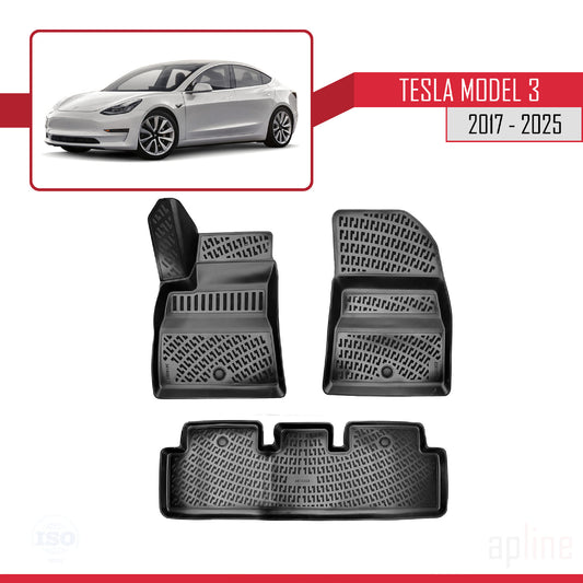 4D Rubbermatten Compatible met Tesla Model 3 2017-2025 Zwart