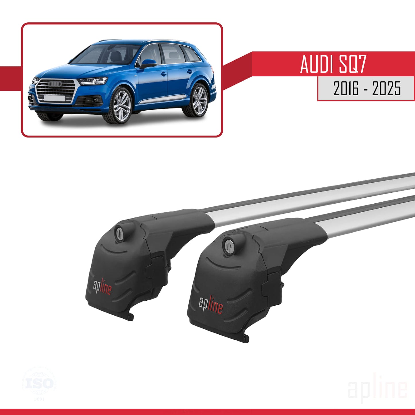 Compatible avec SQ7 (4M) 2016-2025 ACE-2 Barres de Toit Railing Porte-Bagages de Voiture Gris Aluminium 2 Barres