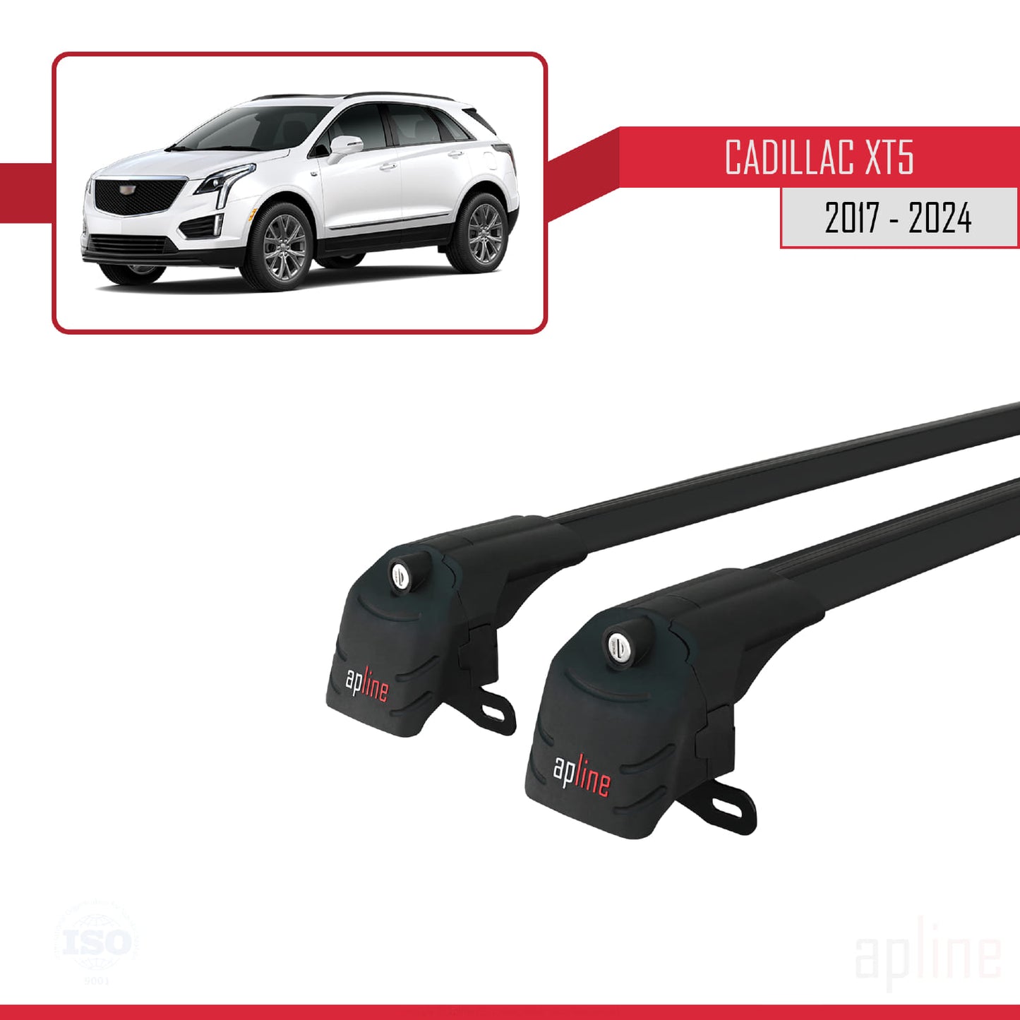 Compatible avec Cadillac XT5 2017-2024 ACE-2 Barres de Toit Railing Porte-Bagages de Voiture Noir Aluminium 2 Barres