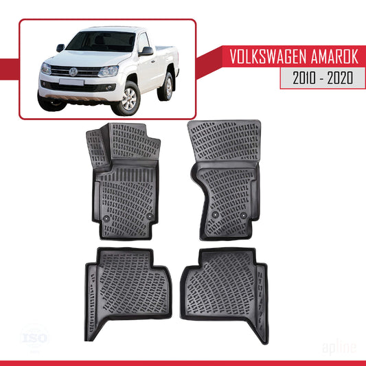 4D Rubbermatten Compatible met Volkswagen Amarok (2F) 2010-2020 Zwart