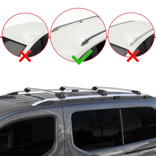 ACE-1 Dakdrager bagagedrager compatibel met Vauxhall Combo E Life 2019-2022 Spoorstaven Grijs Aluminium 3 Staven