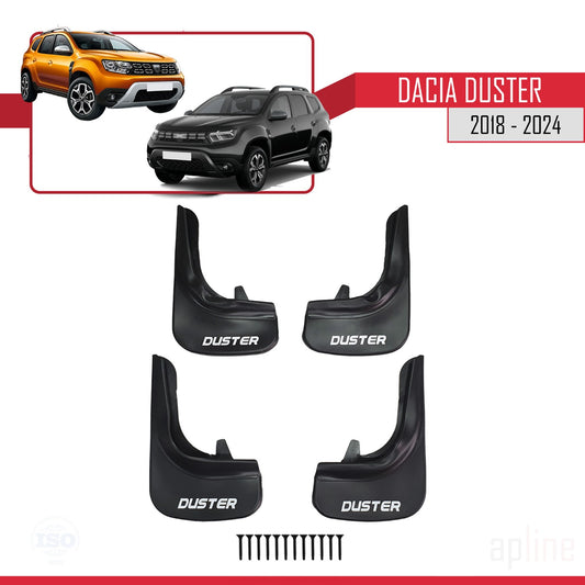 Spatborden Compatible met Dacia Duster 2 (HM) 2018-2024 Voertuig Voor Achter Set 4 Stukken Zwart