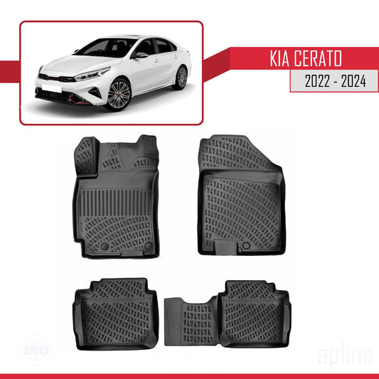 4D Rubbermatten Compatible met Kia Cerato 2022-2024 Zwart