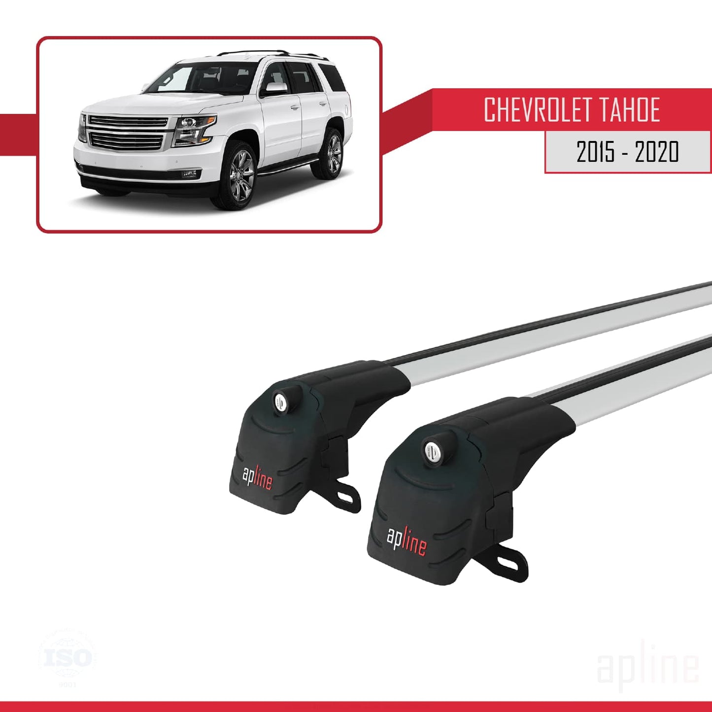 Compatible avec Chevrolet Tahoe 4 2015-2020 ACE-2 Barres de Toit Railing Porte-Bagages de Voiture Gris Aluminium 2 Barres