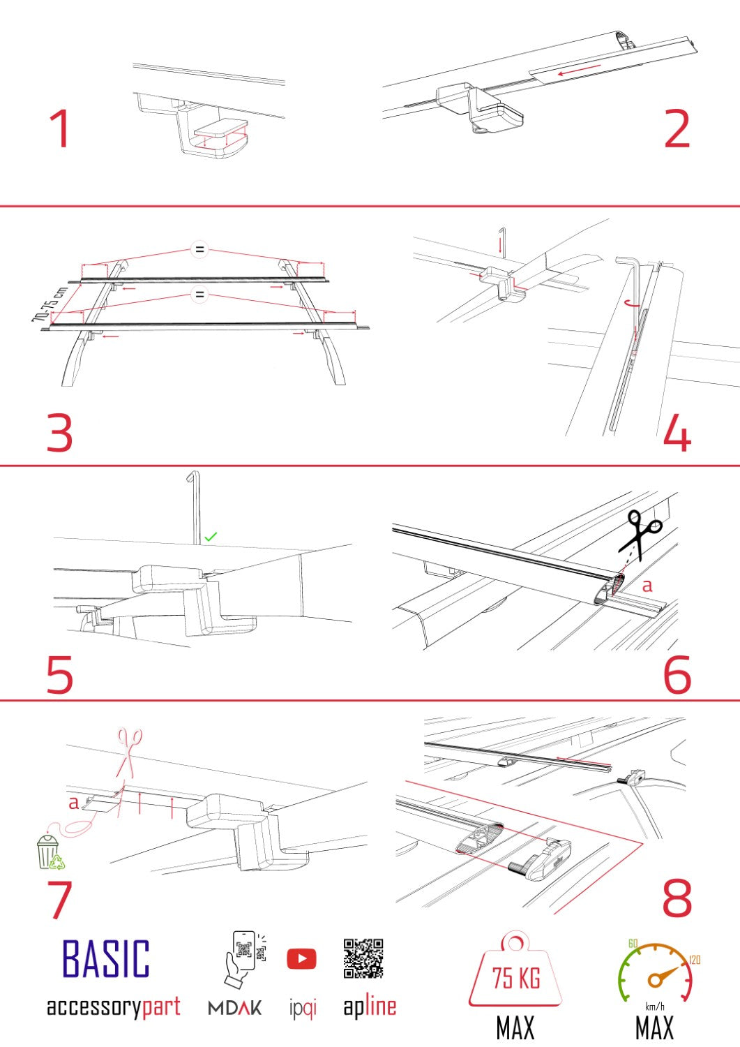 Compatible avec Volkswagen Taos 2021-2025 BASIC Model Barres de Toit Railing Porte-Bagages de Voiture Noir Aluminium 2 Barres