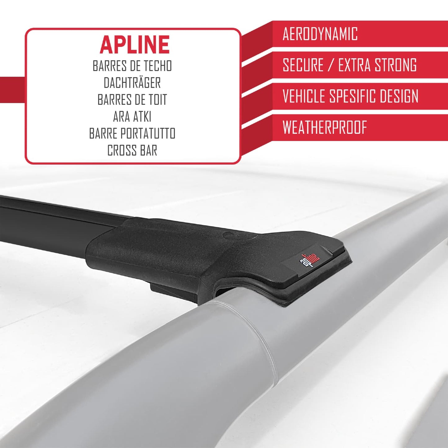 FLY Model Dakdrager bagagedrager compatibel met Kia Soul (AM) HB 2009-2013 Spoorstaven Zwart Aluminium 2 Staven