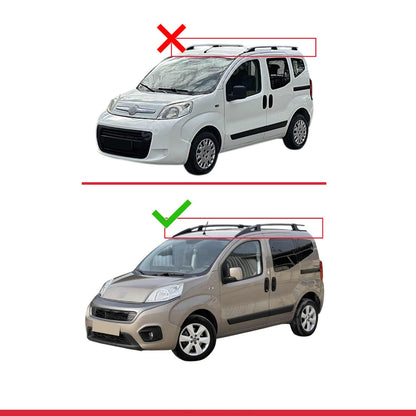 Compatible avec Fiat Fiorino (Modèle Tubulaire) 2008-2025 ACE-1 Barres de Toit Railing Porte-Bagages de Voiture Noir Aluminium 2 Barres