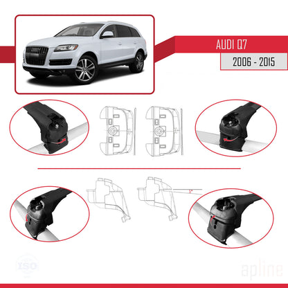 Compatible avec Q7 (4L) 2006-2015 ACE-2 Barres de Toit Railing Porte-Bagages de Voiture Noir Aluminium 2 Barres