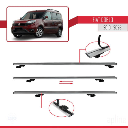 Compatible avec Fiat Doblo 2 2010-2022 BASIC Model Barres de Toit Railing Porte-Bagages de Voiture Gris Aluminium 4 Barres