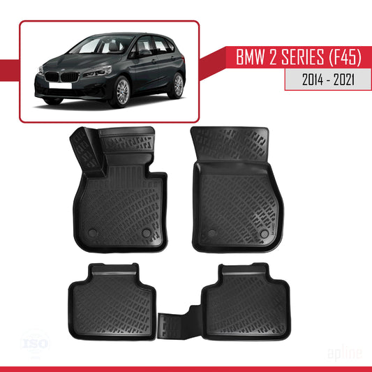 4D Rubbermatten Compatible met BMW Serie 2 (F45) Active Tourer 2014-2021 Zwart