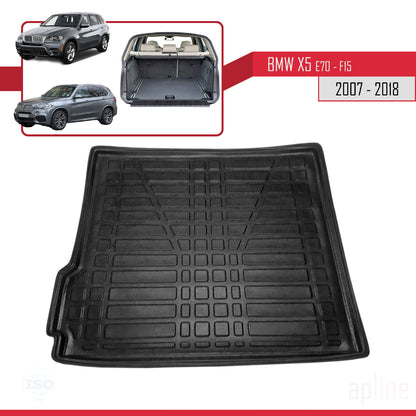 Compatible avec BMW X5 (E70/F15) 2007-2018 Flexible Tapis de Coffre Plancher de Chargement Noir