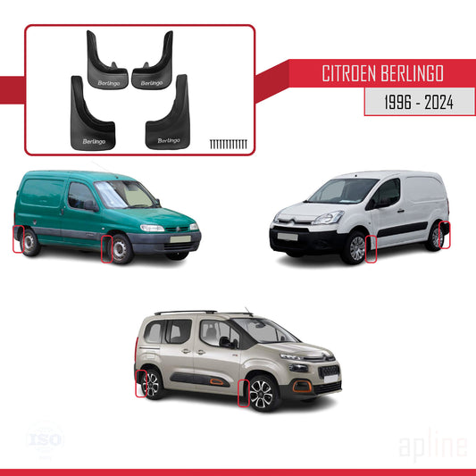 Spatborden Compatible met Citroen Berlingo 1996 Voertuig Voor Achter Set 4 Stukken Zwart