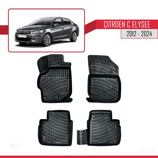 4D Rubbermatten Compatible met Citroen C-Elysee 2012-2024 Zwart