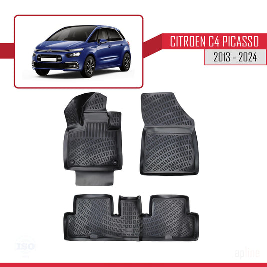 4D Rubbermatten Compatible met Citroen C4 Picasso 2 2013-2022 Zwart
