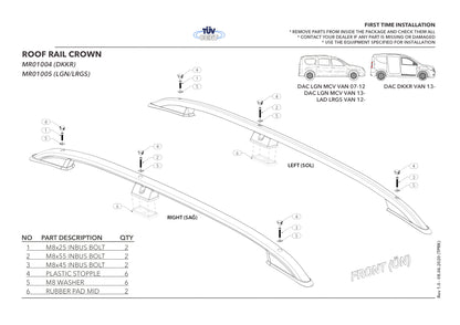 Compatible avec Dacia Logan 2 MCV (K52) 2007-2012 (Empattement Court L1/H1) Rails de Toit Porte-bagages sur le Toit Gris
