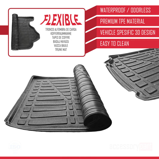 Kofferbakmat voor Seat Leon 2006-2012 Flexibele Achter Bagageruimte ZWART