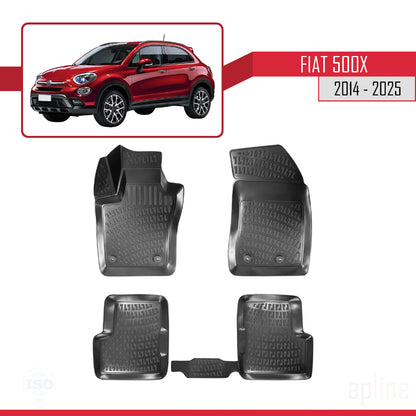 4D Rubbermatten Compatible met Fiat 500 X 2014-2025 Zwart