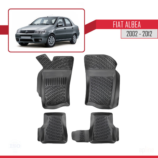 4D Rubbermatten Compatible met Fiat Albea 2002-2012 Zwart