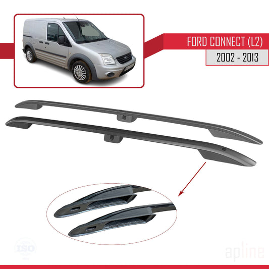 Dakrails Compatible met Ford Transit/Tourneo Connect 2002-2013 (Lange Wielbasis L2/H1) Dakdrager Bagagedrager Zwart