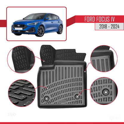 4D Rubbermatten Compatible met Ford Focus 4 (C519) 2018-2025 Zwart