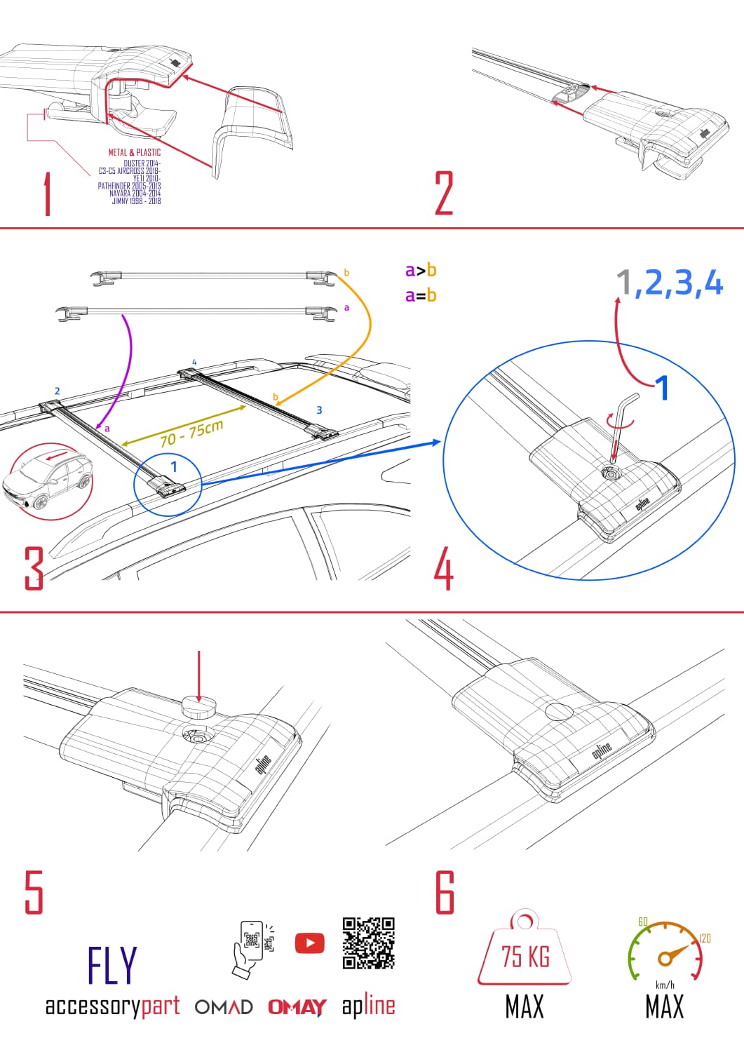 FLY Model Dakdrager bagagedrager compatibel met Lada Granta Cross 2022-2024 Spoorstaven Grijs Aluminium 2 Staven
