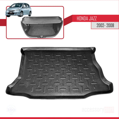 Flexibele Kofferbakmat Compatible met Honda Jazz (GD) 2002-2008 Achter Bagageruimte Zwart