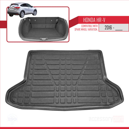 Flexibele Kofferbakmat Compatible met Honda HR-V 2 2015-2021 Achter Bagageruimte Zwart