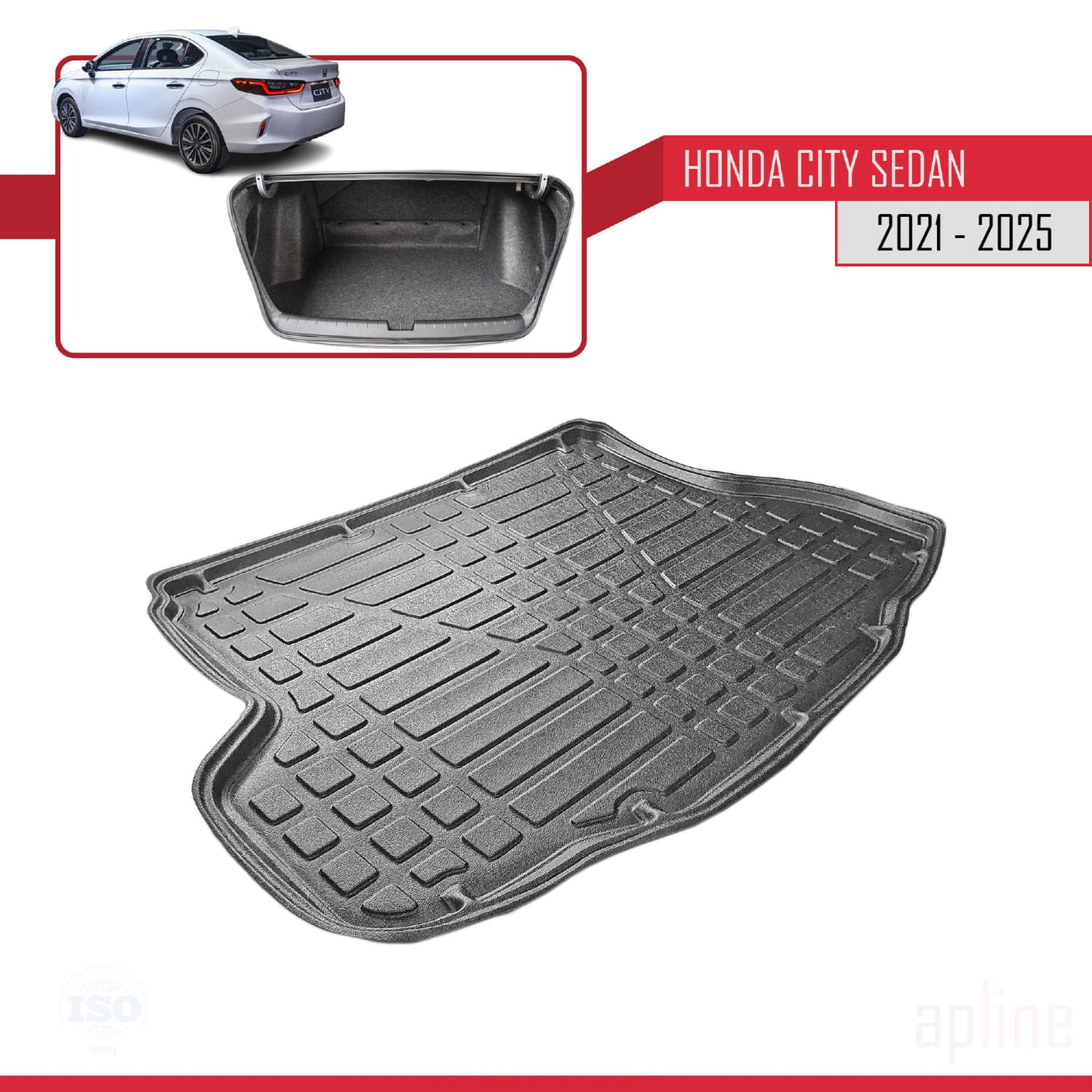 Compatible with Honda City 2021-2025 Flexible Trunk Mats Cargo Liner Black