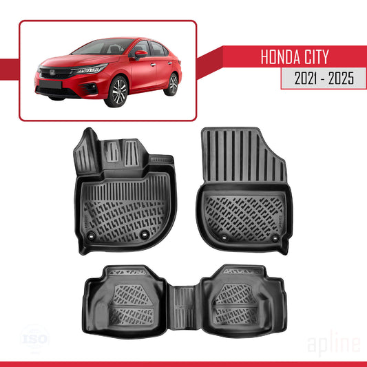 4D Rubbermatten Compatible met Honda City 2021-2025 Zwart